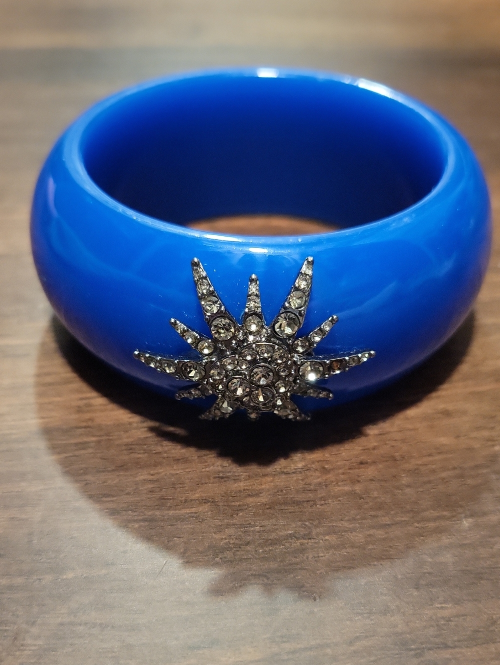 Vintage Blue Resin Crystal Starburst Bangle Bracelet - Women Jewelry